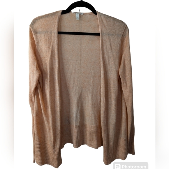 Eileen Fisher linen open cardigan orange sz L P - Picture 1 of 6